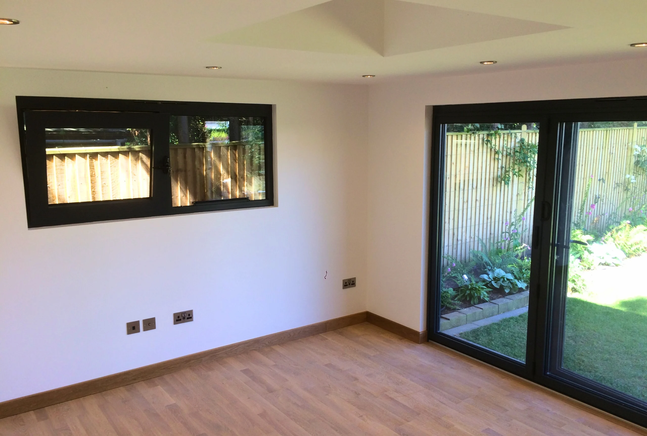 Interior of a bespoke garden room built by Mypods for a client in Sevenoaks, Kent